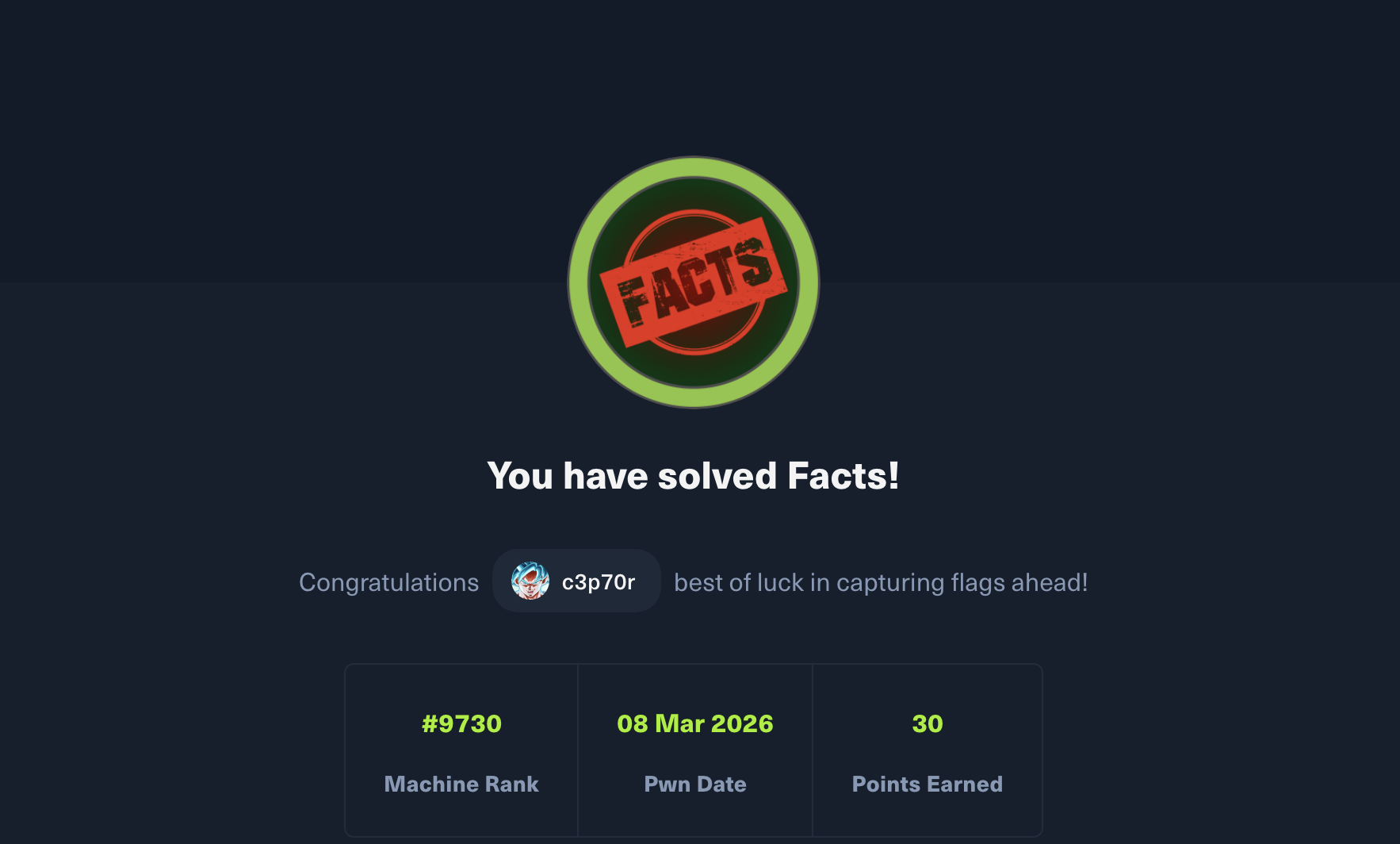 Facts completion proof